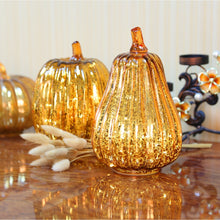 Load image into Gallery viewer, Halloween &amp; Thanksgiving Decorative Pumpkin  - Mercury Glass Antique Pumpkins LED Light with Timer
