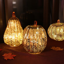 Load image into Gallery viewer, Halloween &amp; Thanksgiving Decorative Pumpkin  - Mercury Glass Antique Pumpkins LED Light with Timer
