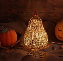 Load image into Gallery viewer, Halloween &amp; Thanksgiving Decorative Pumpkin  - Mercury Glass Antique Pumpkins LED Light with Timer
