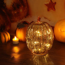 Load image into Gallery viewer, Halloween &amp; Thanksgiving Decorative Pumpkin  - Mercury Glass Antique Pumpkins LED Light with Timer
