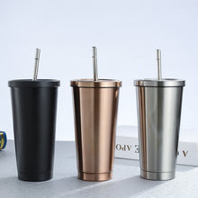 Load image into Gallery viewer, 500ml Stainless Steel Mug  with Lid &amp;  Straw - thesaleconnect22
