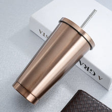 Load image into Gallery viewer, 500ml Stainless Steel Mug  with Lid &amp;  Straw - thesaleconnect22
