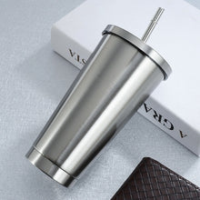 Load image into Gallery viewer, 500ml Stainless Steel Mug  with Lid &amp;  Straw - thesaleconnect22
