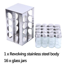 Load image into Gallery viewer, 16pcs Stainless Steel Rotating Jars Spice Rack
