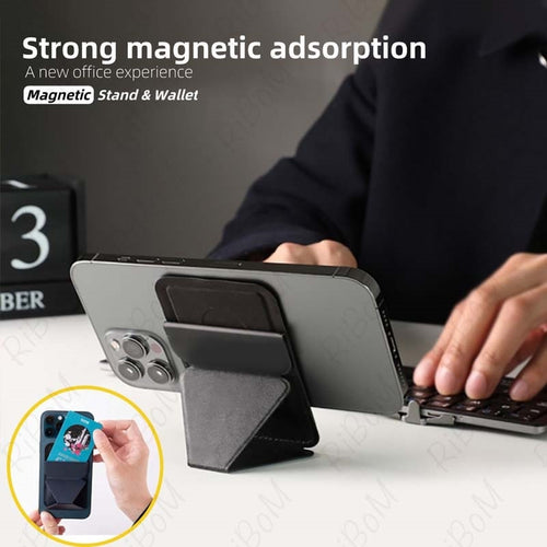 Magnetic Leather Wallet Mini Card Holder/stand  For IPhones - thesaleconnect22